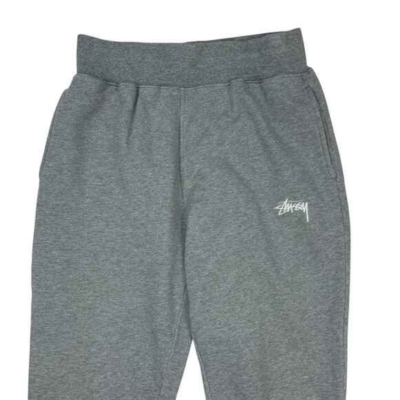 Stussy Mens Jogger Sweat Pant S Gray Logo Pull On Fit Pockets Striped Cuffs - Picture 8 of 13